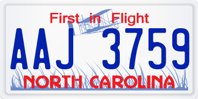 NC license plate AAJ3759