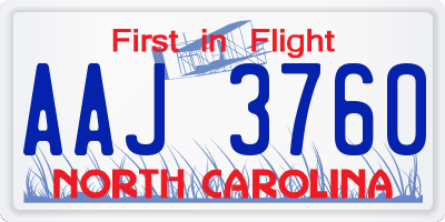 NC license plate AAJ3760