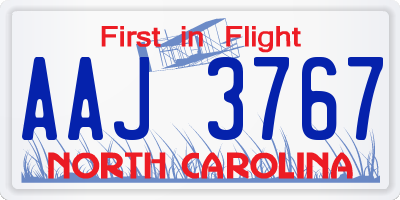 NC license plate AAJ3767
