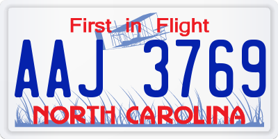 NC license plate AAJ3769