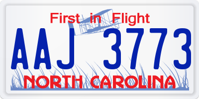 NC license plate AAJ3773