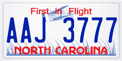 NC license plate AAJ3777
