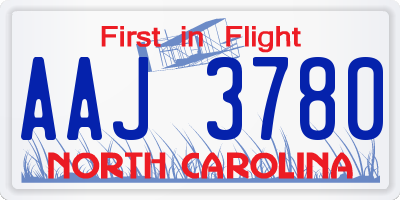 NC license plate AAJ3780