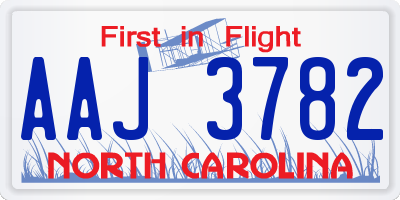 NC license plate AAJ3782