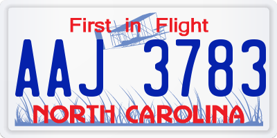 NC license plate AAJ3783