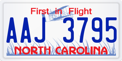 NC license plate AAJ3795