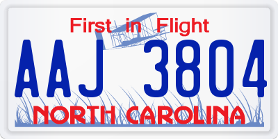 NC license plate AAJ3804