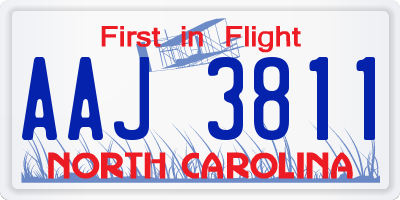 NC license plate AAJ3811