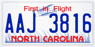 NC license plate AAJ3816