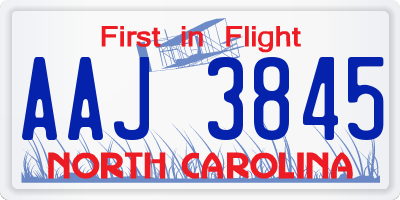NC license plate AAJ3845