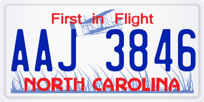 NC license plate AAJ3846