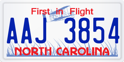 NC license plate AAJ3854