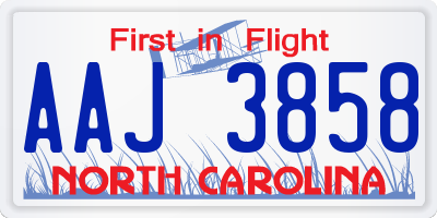 NC license plate AAJ3858