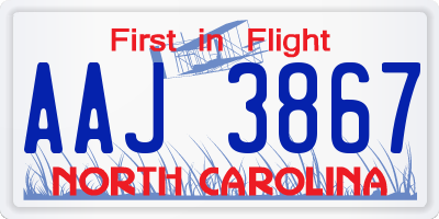 NC license plate AAJ3867