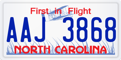 NC license plate AAJ3868