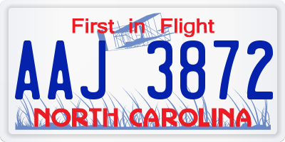NC license plate AAJ3872