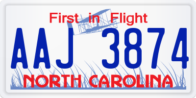 NC license plate AAJ3874