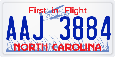 NC license plate AAJ3884
