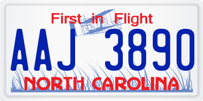 NC license plate AAJ3890