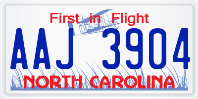 NC license plate AAJ3904