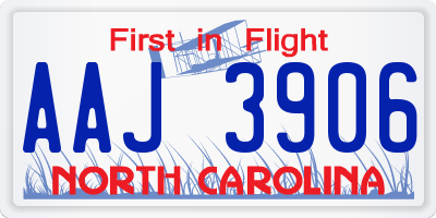 NC license plate AAJ3906
