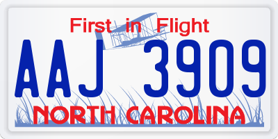 NC license plate AAJ3909