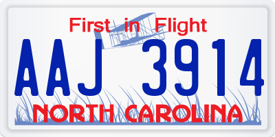 NC license plate AAJ3914