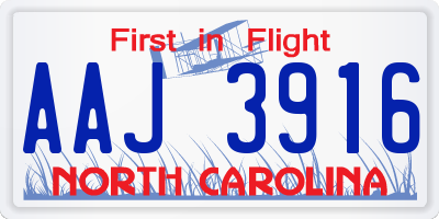 NC license plate AAJ3916
