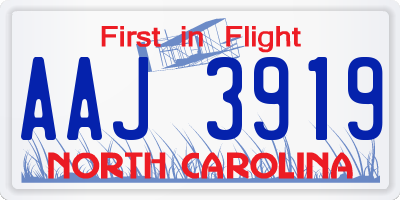 NC license plate AAJ3919