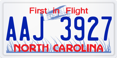 NC license plate AAJ3927