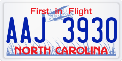 NC license plate AAJ3930