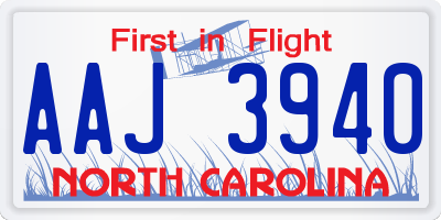 NC license plate AAJ3940