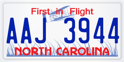 NC license plate AAJ3944