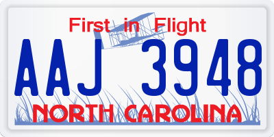 NC license plate AAJ3948