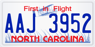 NC license plate AAJ3952