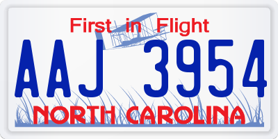 NC license plate AAJ3954