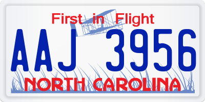NC license plate AAJ3956
