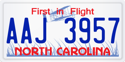 NC license plate AAJ3957