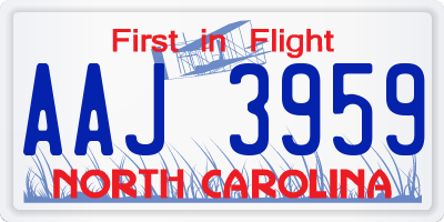 NC license plate AAJ3959