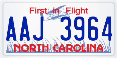 NC license plate AAJ3964