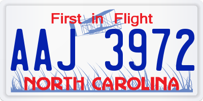 NC license plate AAJ3972