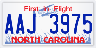 NC license plate AAJ3975