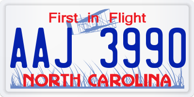 NC license plate AAJ3990