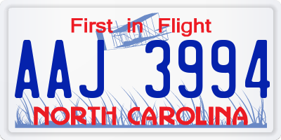 NC license plate AAJ3994