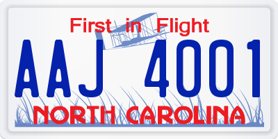 NC license plate AAJ4001