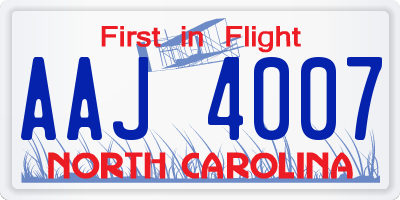 NC license plate AAJ4007