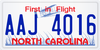 NC license plate AAJ4016