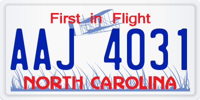 NC license plate AAJ4031