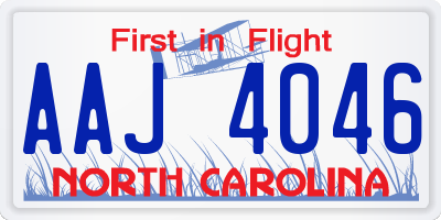 NC license plate AAJ4046