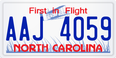 NC license plate AAJ4059